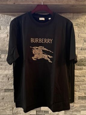 Burberry Horse Logo Embroidered T-Shirt Black Size L Like New